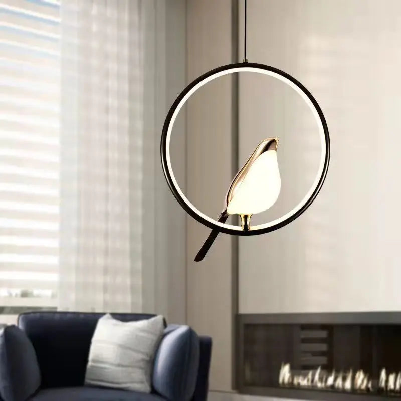 Rotatable Magpie Bird LED Pendant Light for Bedside Bedroom Indoor Gold Silver Hanging Lighting Chandelier Lamps Foyer AC85-265V