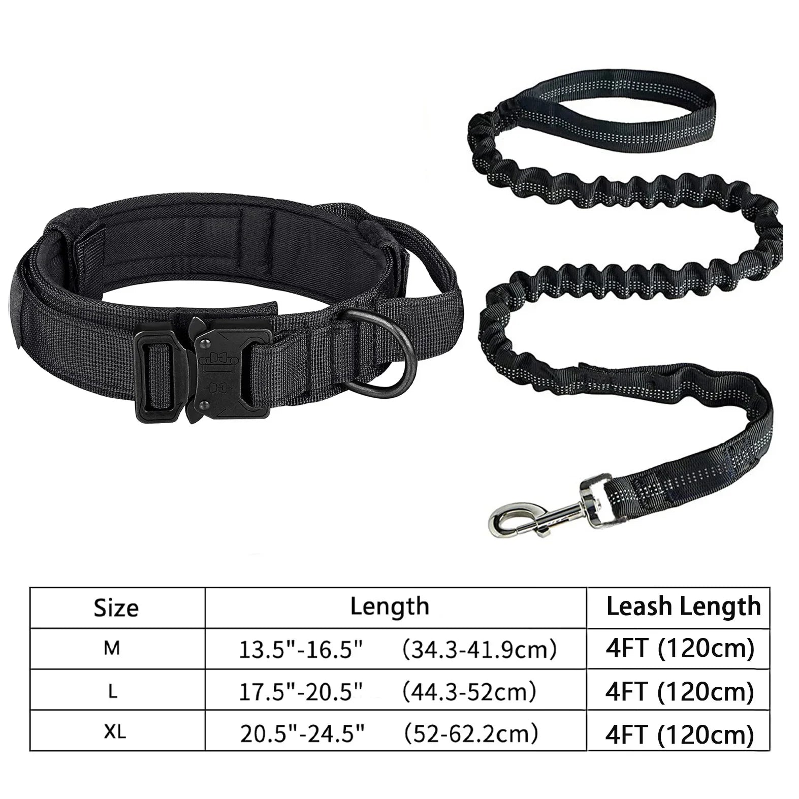 Heavy-Duty Military Tactical Dog Collar & Leash Set | Adjustable Training Collar for All Dogs