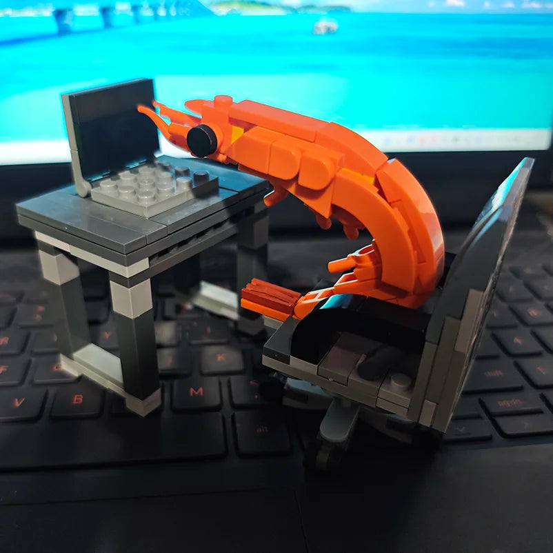 MOC Building block shrimp model figurines, puzzle assembly, boys and girls randomly mixing, Internet celebrity creative parodies