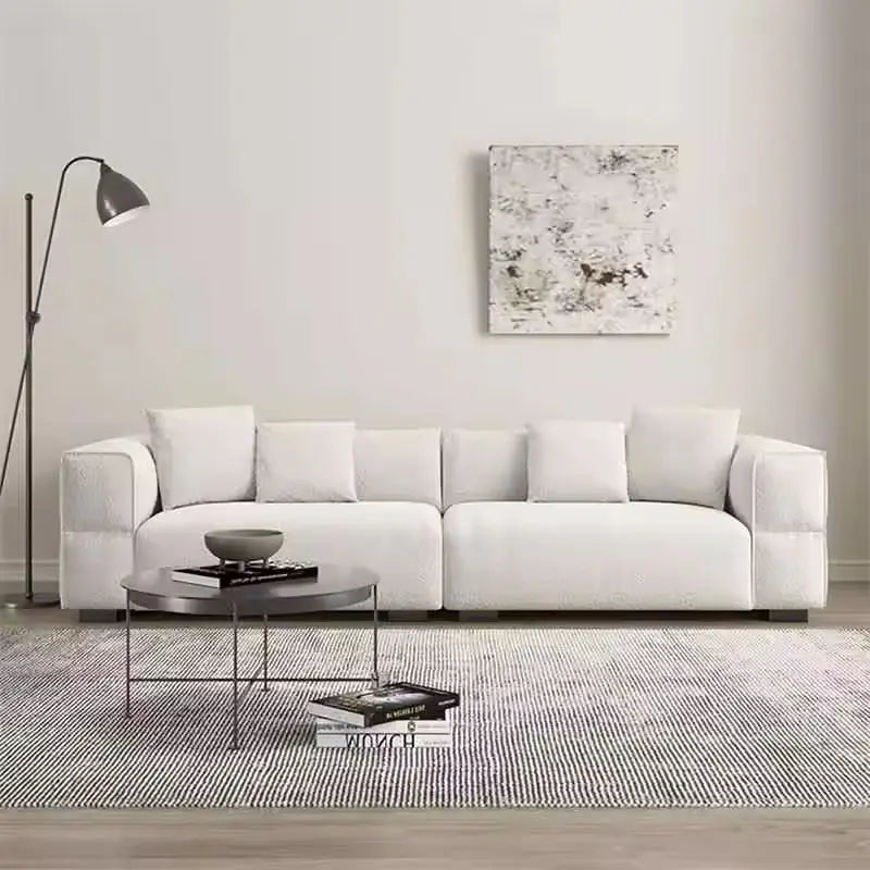 Modern Living Room Sofa Set With Comfort Cushions And Composite Fabric Upholstery For Family Seating And Home Lounge Use