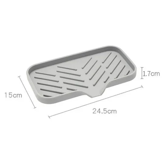 Multifunctional Silicone Sink Tray with Drain – Soap, Sponge & Brush Organizer for Kitchen & Bathroom
