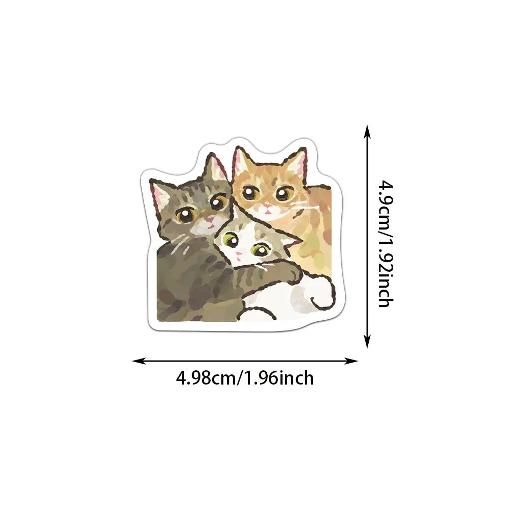 77/154/231 PCS Cartoon Cat Stickers Exquisite Animal Account Materials Phone Cases Laptop Luggage Waterproof Stickers