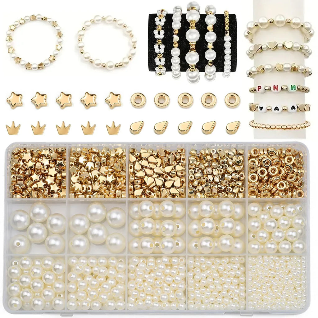 1240PCS 10x17mm CCB Imitation Pearl Acrylic Spacer Beads – DIY Jewelry Making Kit for Bracelets, Necklaces & Craft Accessories