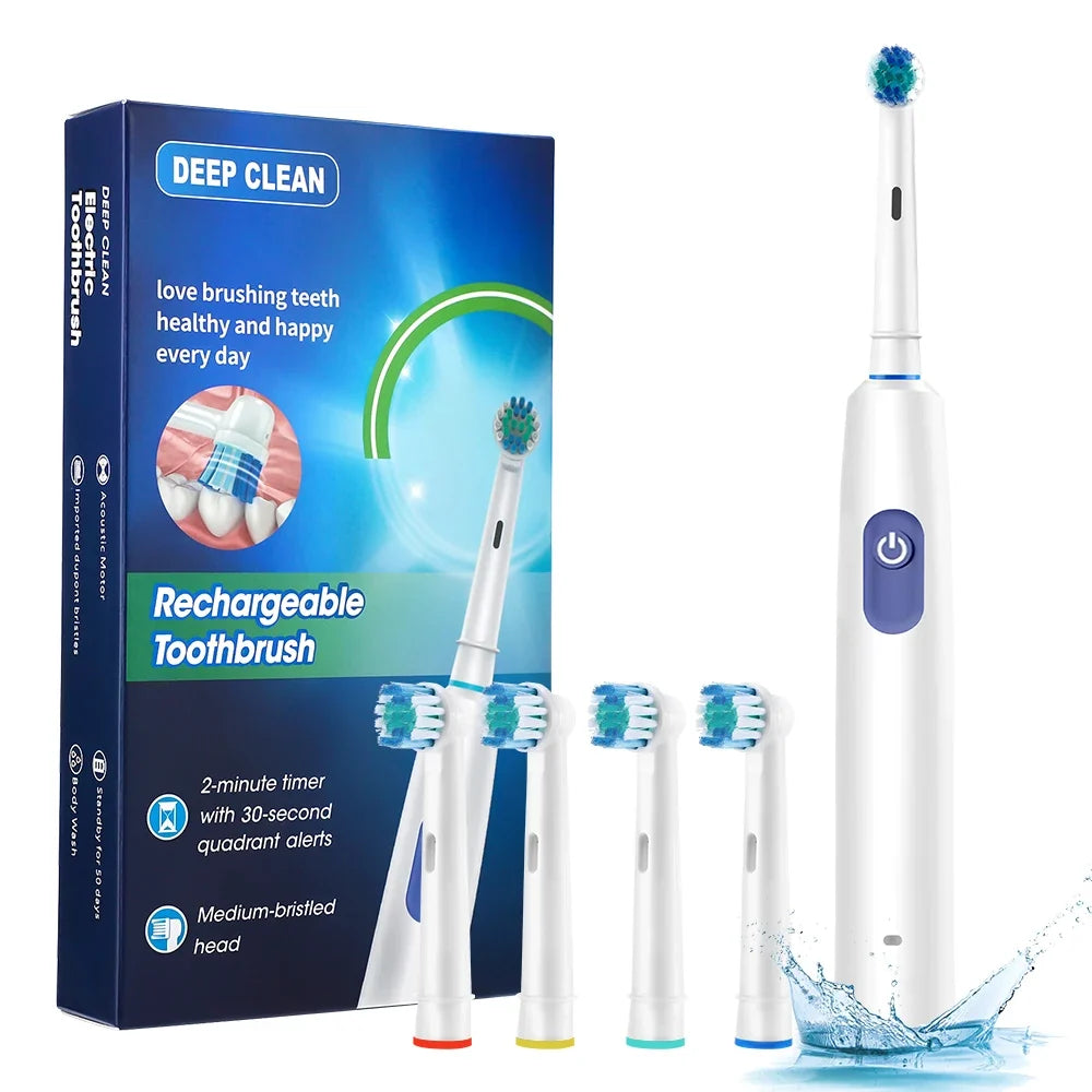 Intelligent Rotating Electric Toothbrush – Rechargeable Smart Tooth Cleaner Compatible with Oral-B Brush Heads | Deep Cleaning Automatic Toothbrush