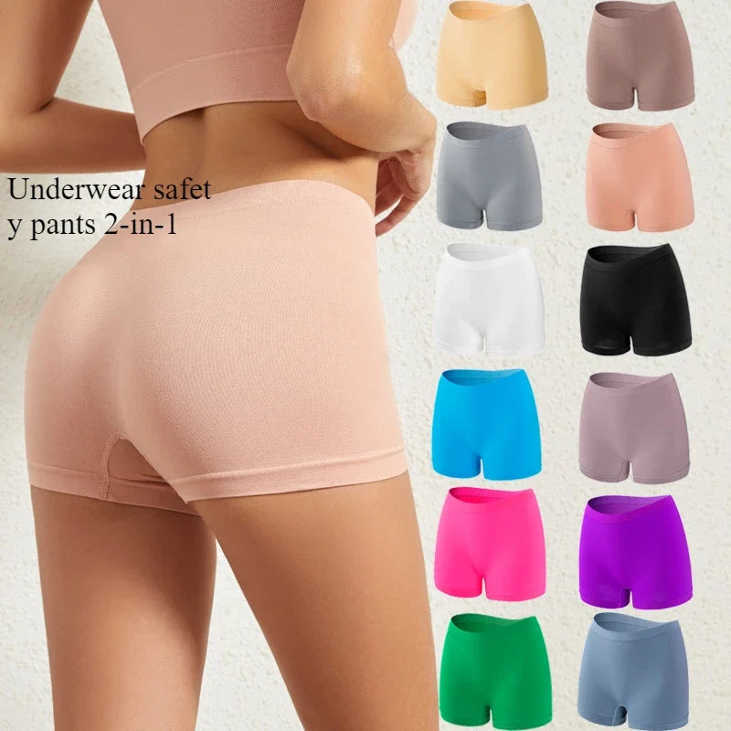Womens Seamless Underwear Safety Pants 2-in-1 No Wedgie Boyshorts for Women Yoga Pant Shorts Boxers Boy Shorts Panties Underpant