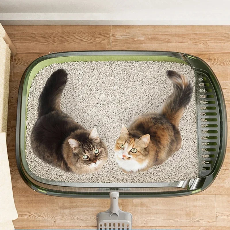 Splashproof Semi Closed Cat Toilet | Large Capacity Cat Litter Box
