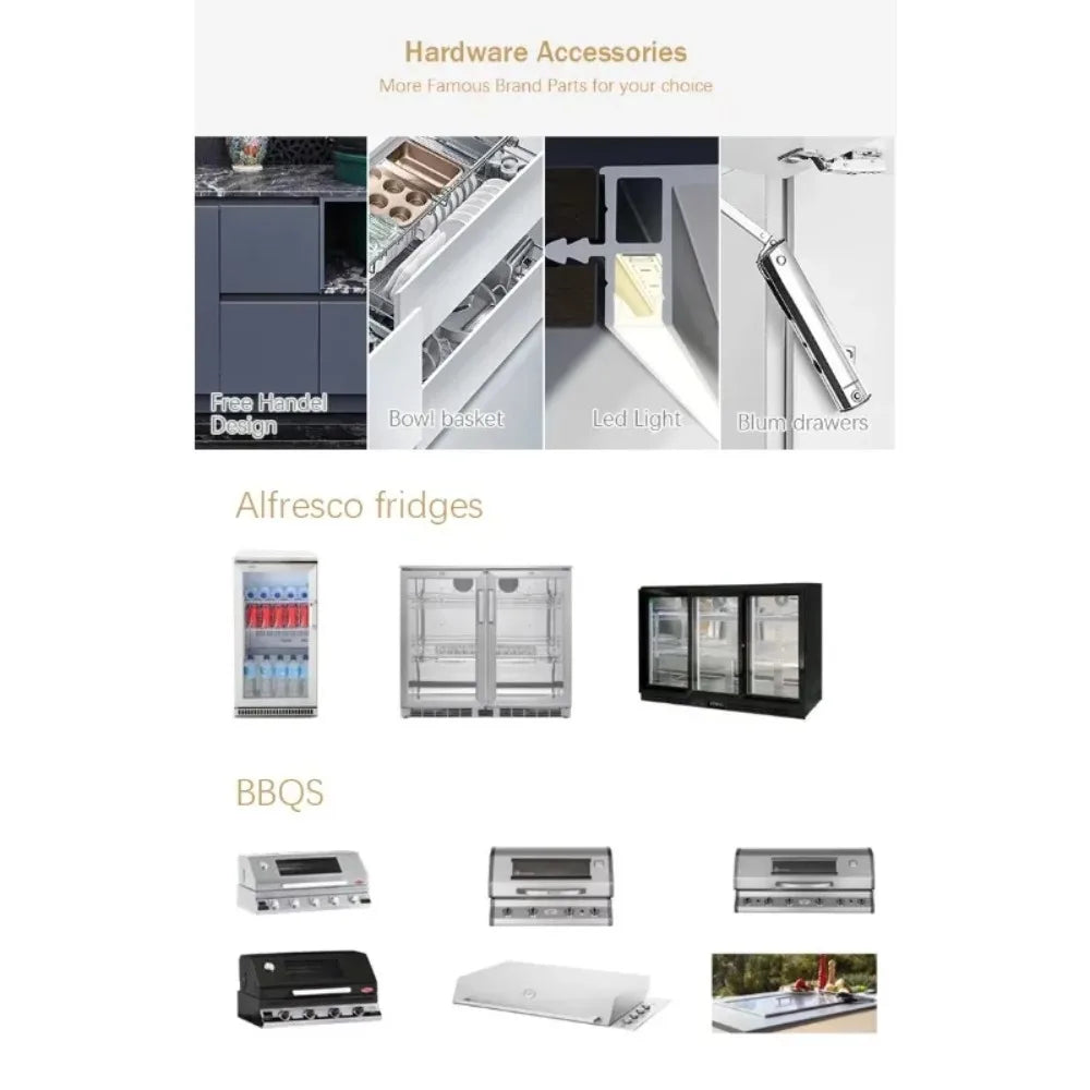 Customized Modular Outdoor Kitchen Island Premium Modular 304 Stainless Steel Outdoor Kitchen Cabinets Anti-Rust Cabinets