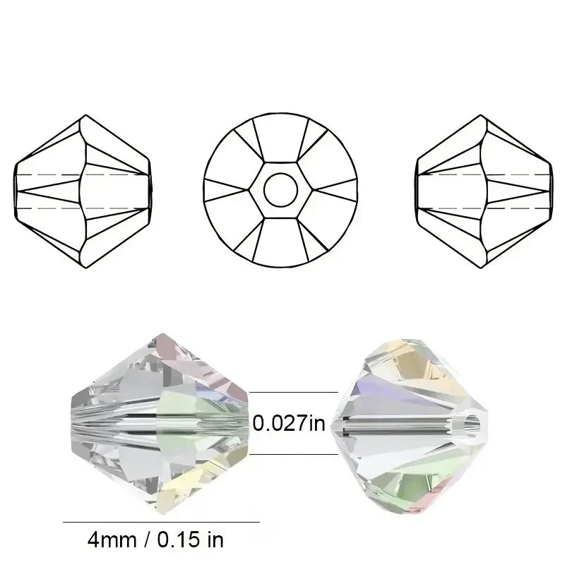 3 4 6mm Bicone Crystal Beads Box Multi-faceted Irregular Glass Bead Set 15 Grid Loose Spacer Kit for Jewelry Making DIY Bracelet