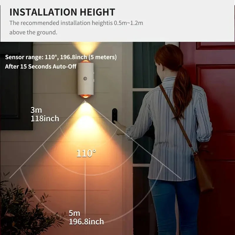 RGB Gradient LED Night Light with Motion Sensor Wall Lamp Rechargeable Ambient Light Dimmable Indoor Lights Magnetic Step Lamp
