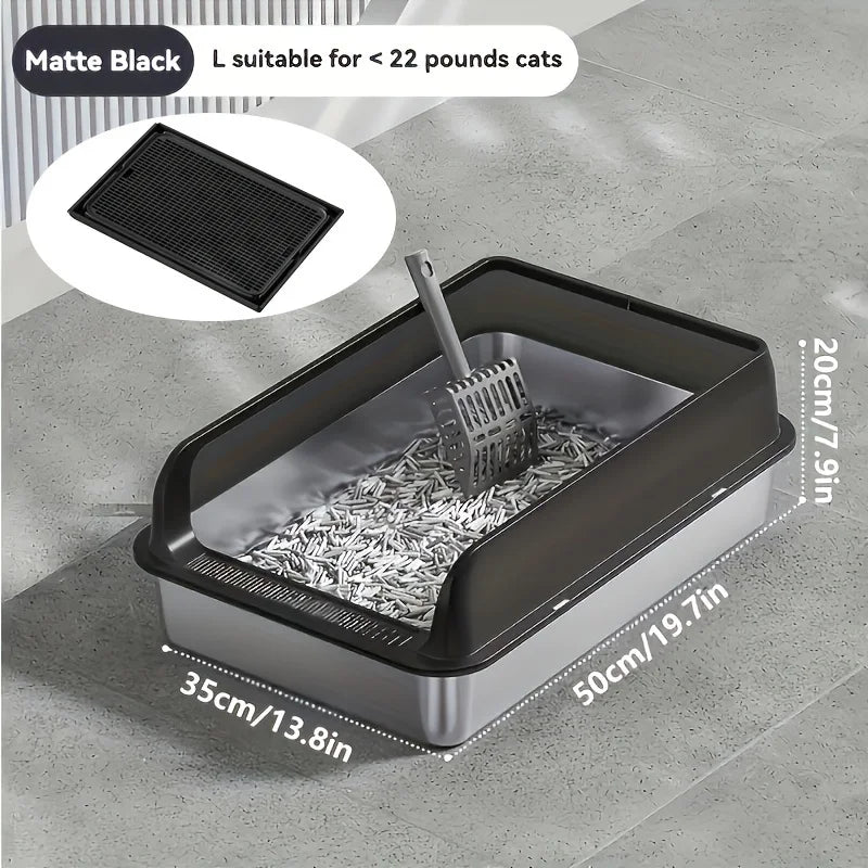 KEMORELA Stainless Steel Cat Litter Box with Lid | Enclosed High-Sided