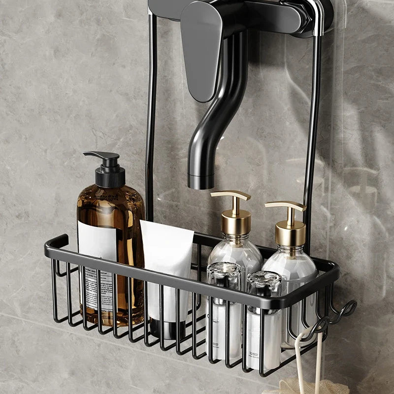 No-Drill Toilet & Shower Rack – Bathroom Storage Basket for Bath Products