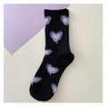 Kawaii Love Print Socks Purple Women Socks Female High Beauty In Spring Summer Fried Street Middle Tube Socks Harajuku Medias