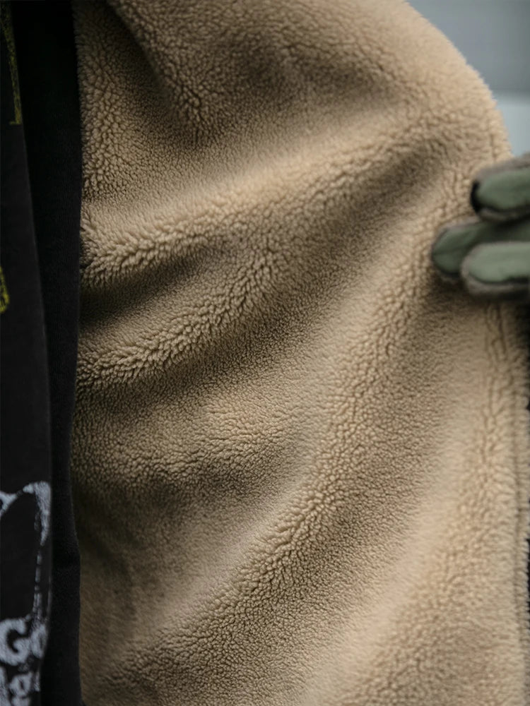 Japanese Vintage Polar Fleece Jacket for Men – Thick Warm Winter Coat with Stand Collar & Trendy Streetwear Style