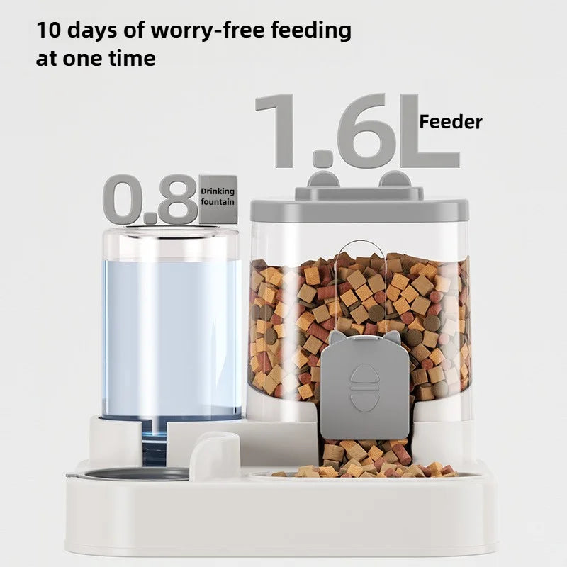 Automatic Cat & Dog Feeder Bowl with Water Fountain | Spill-Proof Pet Feeder