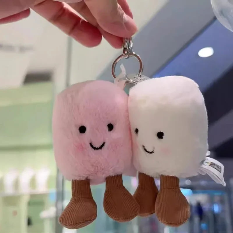 Cute Two-Tone Cat Plush Keychain – Soft Cotton Candy-Style Doll Bag Pendant, Car Hanging Accessory & Holiday Gift