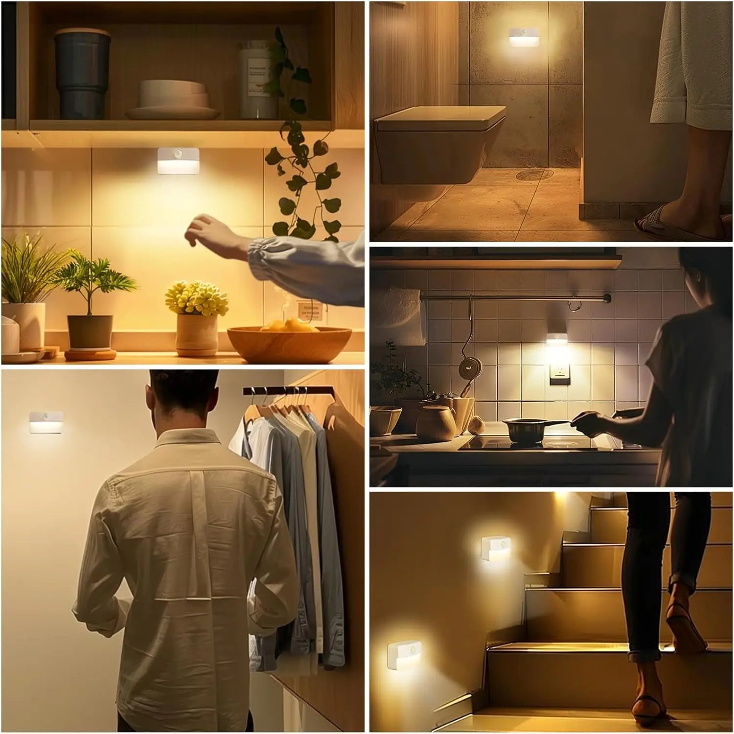 LED Night Light with Motion Sensor Cabinet Lamp Wireless Bedside Nightlight Battery Power For Bedroom Closet Stairs Lighting