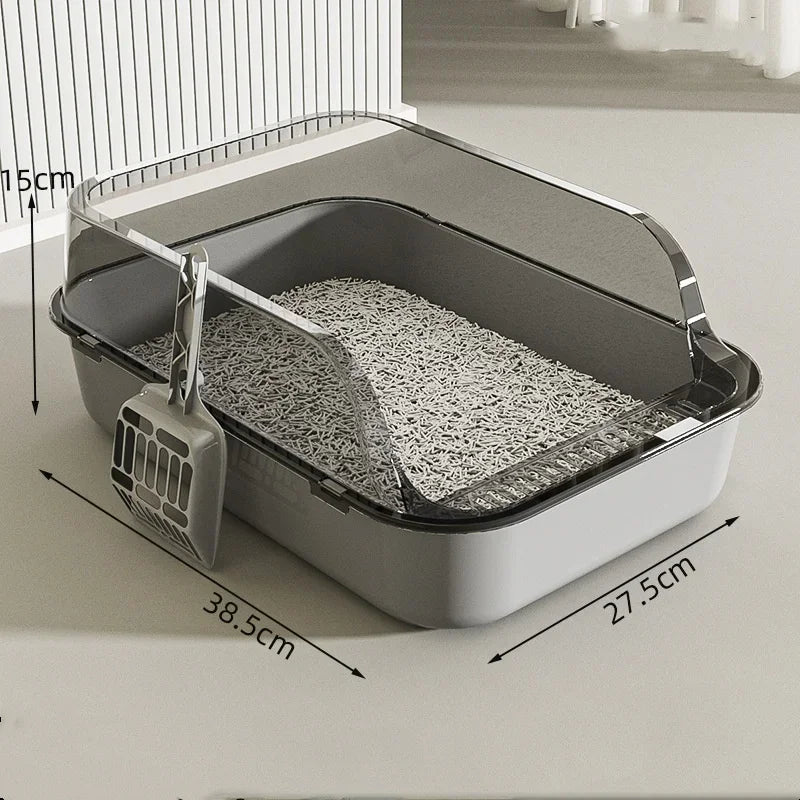 Splashproof Semi Closed Cat Toilet | Large Capacity Cat Litter Box
