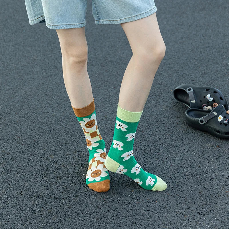 1 Pair Man Women Sock Original AB Tide Socks Colorful Cat Dog Koala Cow Cotton Socks Four Seasons Unisex Socks for Birthday Gift