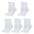 1/5 Pairs Women Ruffle Frilly Socks Black White Novelty Funny Ankle Socks Cute Solid Breathable Fashion Crew Socks
