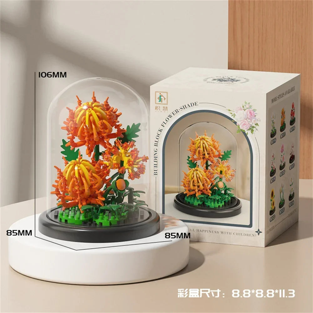 Eternal Flower Bouquet Bonsai Potted Plant Micro Building Blocks Model Home Decoration Puzzle Toys Kids Birthday Christmas Gifts