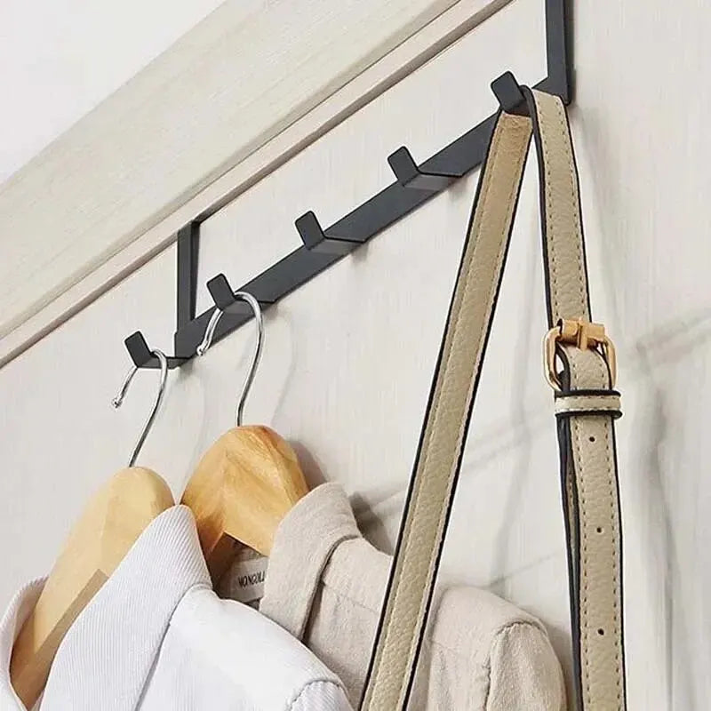 5-Hook Over-the-Door Organizer Rack – Home & Bathroom Hanger for Clothes, Coats, Hats, Towels, Kitchen Accessories