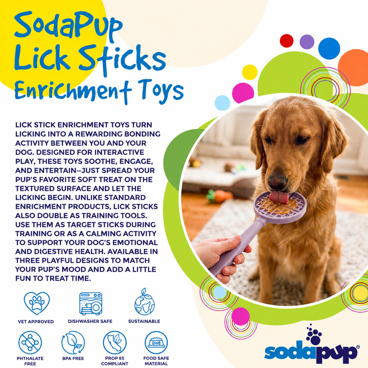 eStick Hand-Held Dog Enrichment Target Training Toy - Interactive Lick Stick | USA Made