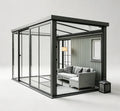 Modern Windproof Aluminum Sunroom Full Thermally Insulated Glass Outdoor Garden Room Weatherproof Greenhouse Cabin