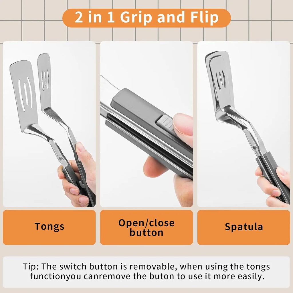 Stainless Steel Steak Clip Egg Flipper Spatula Barbecue Meat Clamp Flipping Bread Steak Fish Clip Spatula Kitchen Cooking Tongs