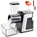 Electric snow cone machine for home, parties and events: stainless steel ice crusher with ice pick and tray, silver finish, pow