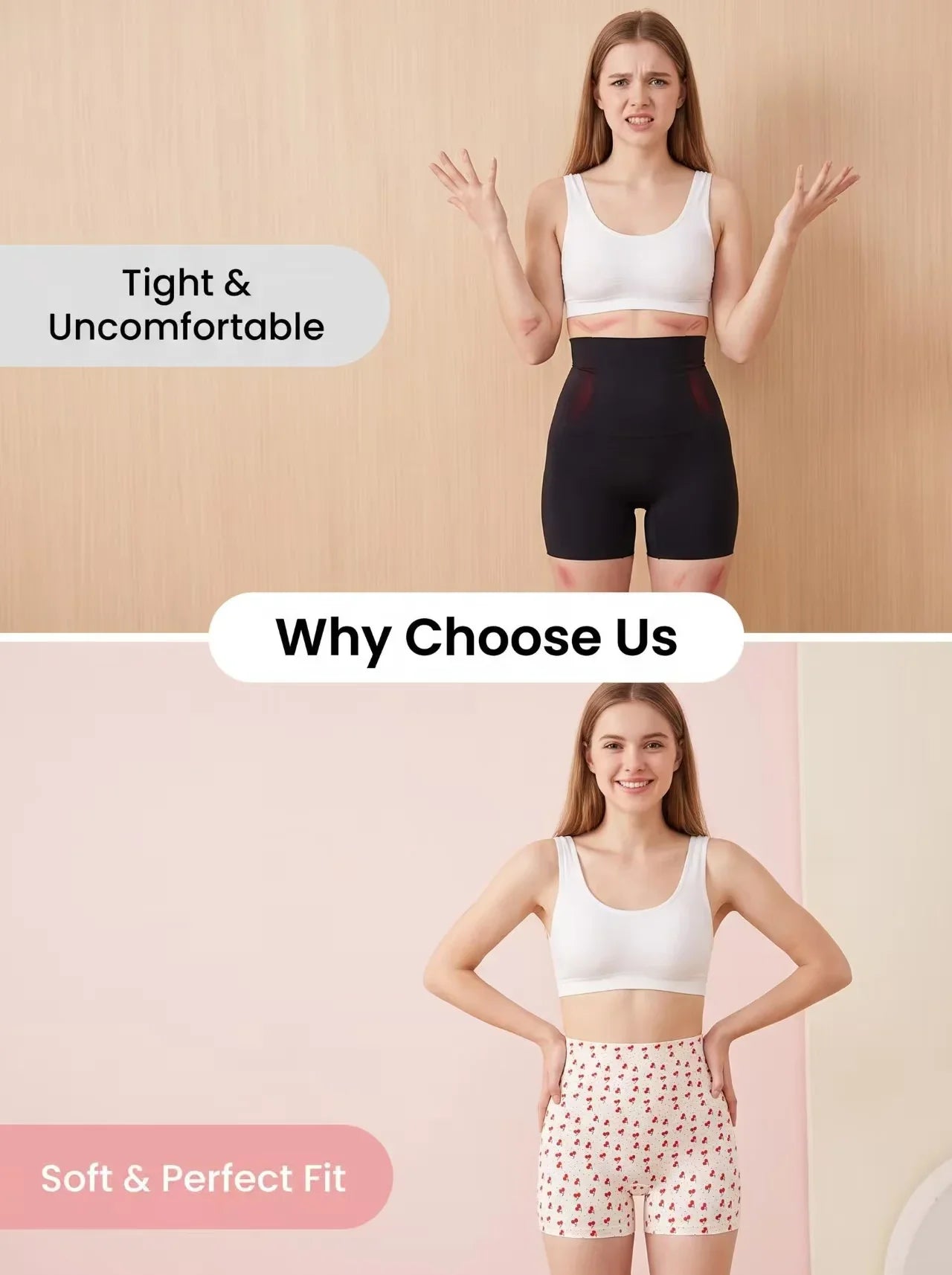 2PSC women's panties sexy solid color boxer shorts fashionable and comfortable panty women's underwear