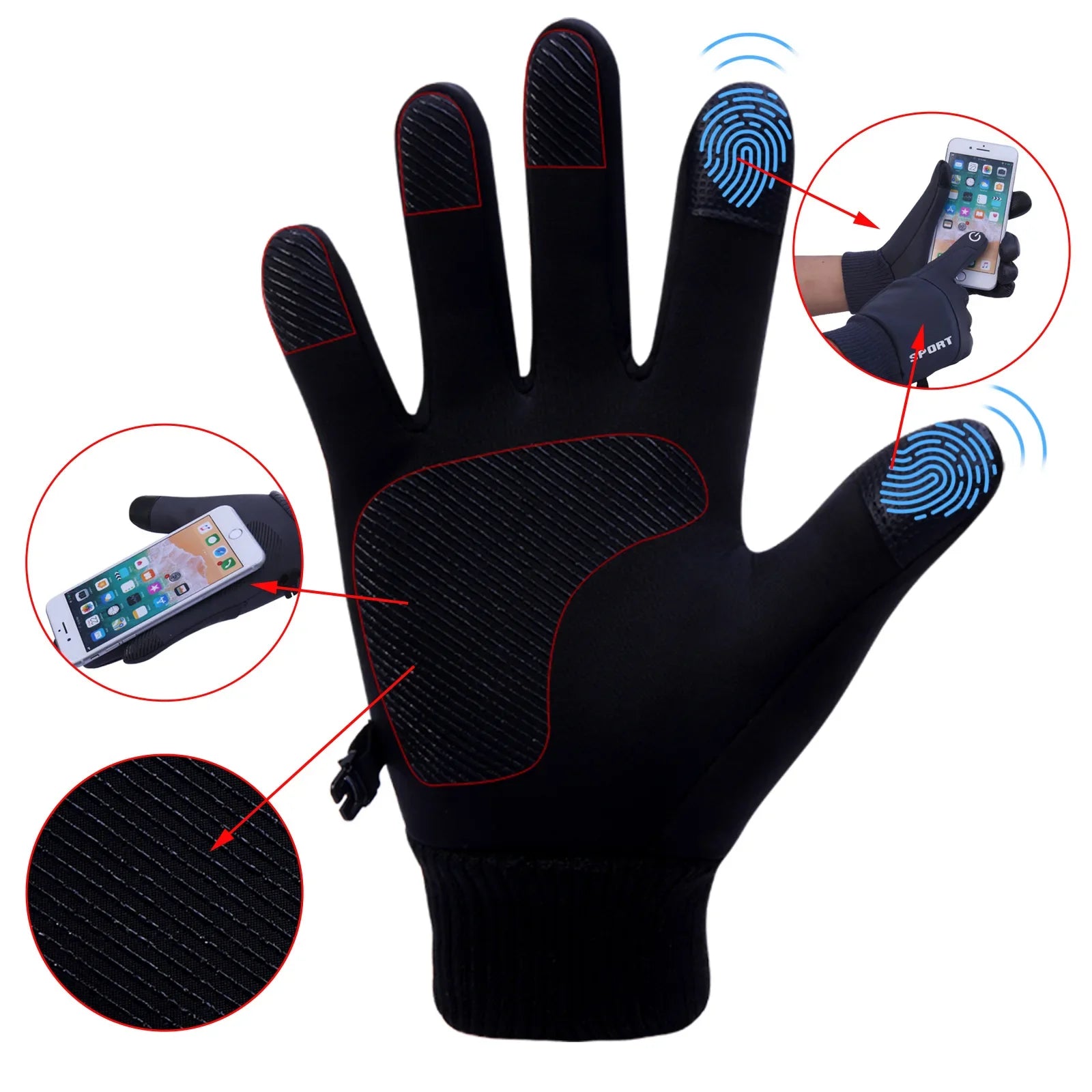 Winter Touch Screen Gloves for Men & Women – Thermal Warm, Water-Resistant & Windproof Gloves for Driving, Running, Cycling & Skiing