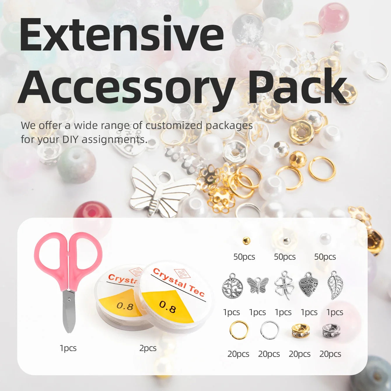 Glass Beads Bracelet Making Kit – 28 Colors 8mm Crystal & Gemstone Beads with DIY Jewelry Accessories