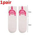 4pcs Funny Abstract 3D Cat Butt Mid-Tube Socks Cartoon Quirky Cotton Casual Socks Cat Egg Floor Sock for Cute Girls Couple Gifts