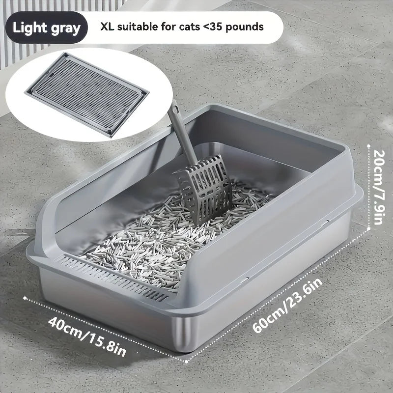 KEMORELA Stainless Steel Cat Litter Box with Lid | Enclosed High-Sided