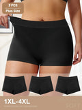 3pcs Plus Size Mid-Rise Seamless Panties Butt Lifter Solid Color Briefs