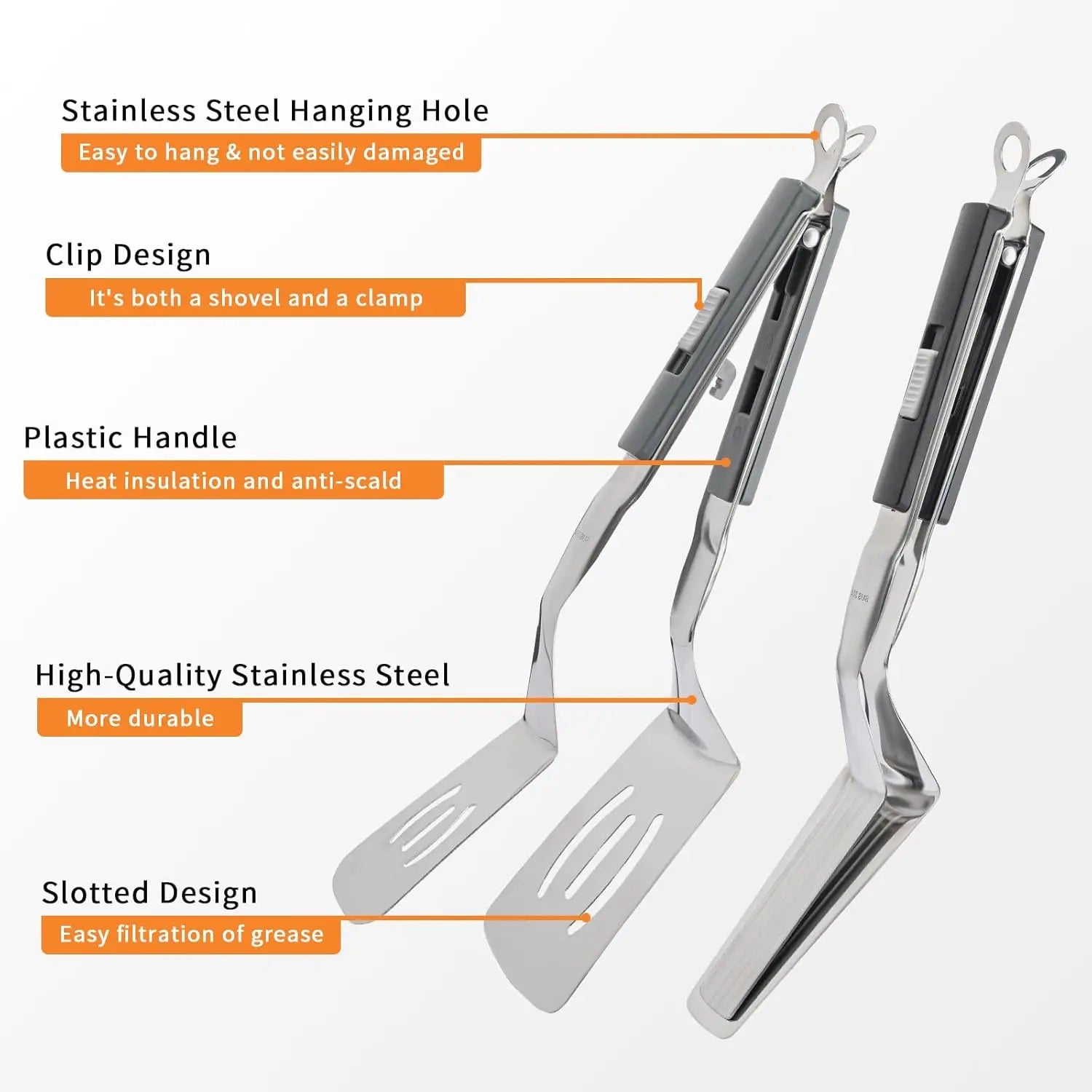Stainless Steel Steak Clip Egg Flipper Spatula Barbecue Meat Clamp Flipping Bread Steak Fish Clip Spatula Kitchen Cooking Tongs