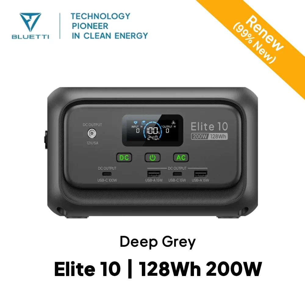 【Renew】BLUETTI Elite 10 128Wh 200W Mini Power Station LiFePO4 100W USB C Fast Charge Portable Solar Generator for Camping Travel
