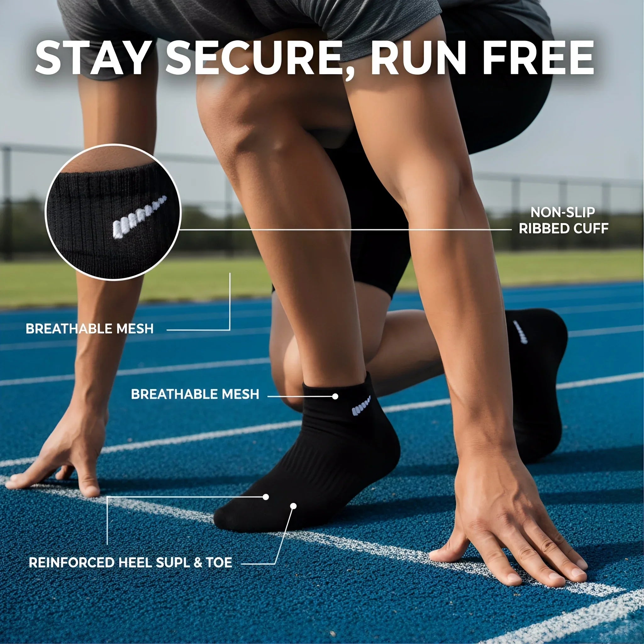 10-Pair Black Sock Pack - Extra-Soft, Comfortable Casual-Style Socks Crafted From Premium Breathable Cotton, Perfect For Everyd