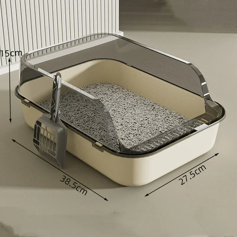 Splashproof Semi Closed Cat Toilet | Large Capacity Cat Litter Box