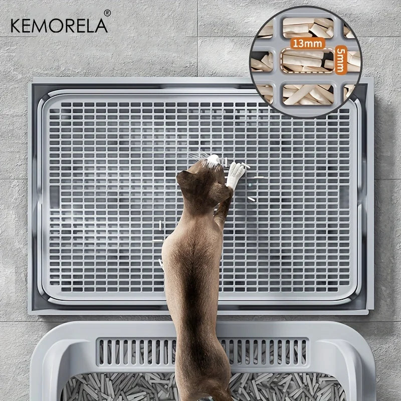 KEMORELA Stainless Steel Cat Litter Box with Lid | Enclosed High-Sided