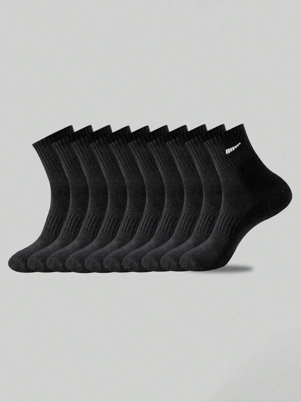 10-Pair Black Sock Pack - Extra-Soft, Comfortable Casual-Style Socks Crafted From Premium Breathable Cotton, Perfect For Everyd