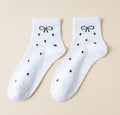 4Pairs Cute Dots Socks Cotton Harajuku Vintage Streetwear Crew Sock Japanese Kawaii Women Ruffle Dot Sock with Bow Girl's Gift