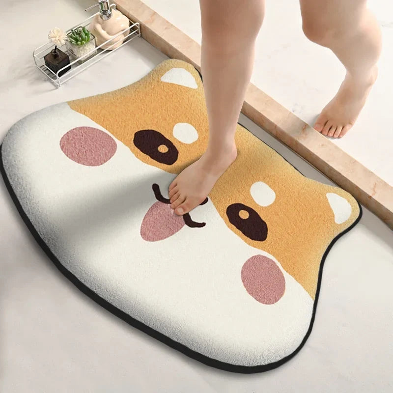 Thickened Special-Shaped Bathroom Mat – Absorbent Non-Slip Flannel Rug