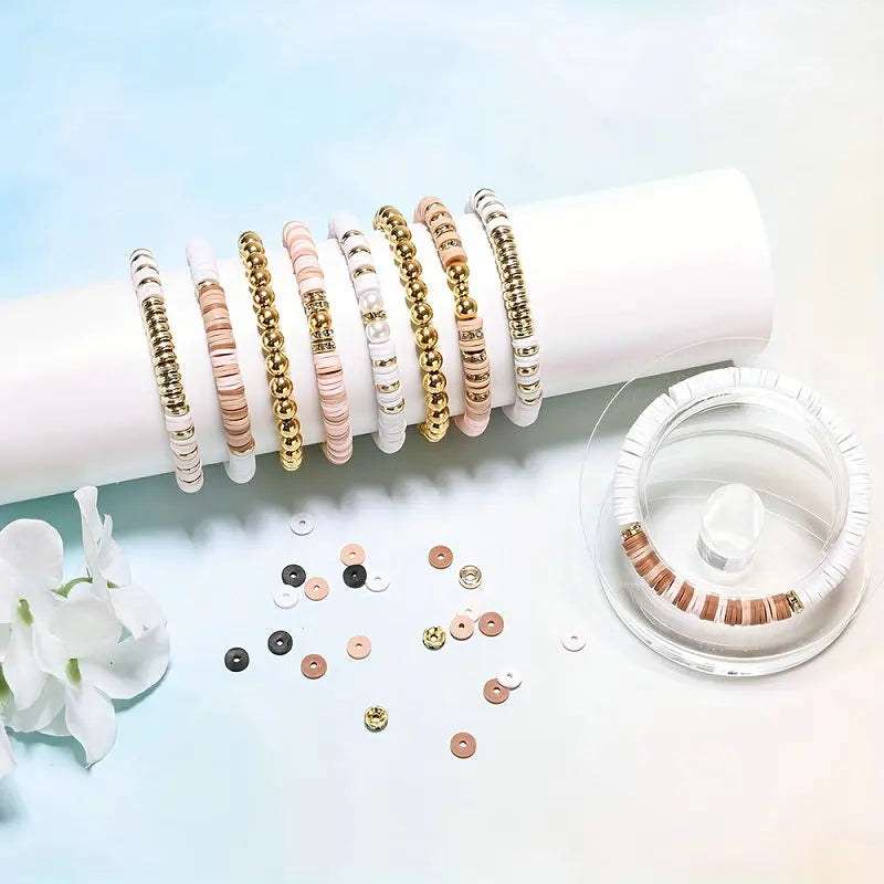 DIY Clay Beads Bracelet Making Kit – Friendship Golden Letter Beads for Jewelry Making, Gifts for Women & Teens