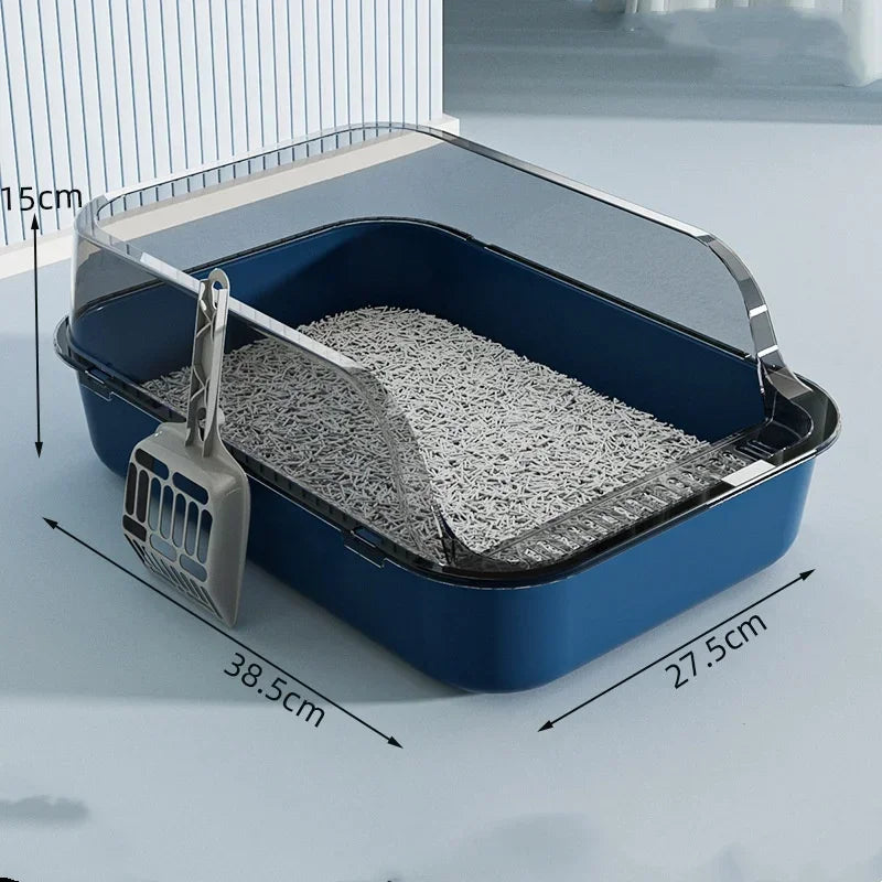 Splashproof Semi Closed Cat Toilet | Large Capacity Cat Litter Box