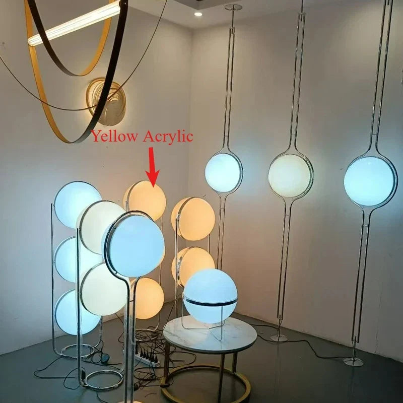 Modern Creative Floor Lamp White Yellow Acrylic Ball Standing Light Living Room Hotel Sofa Corner Decor Bedroom Bedside Lamps