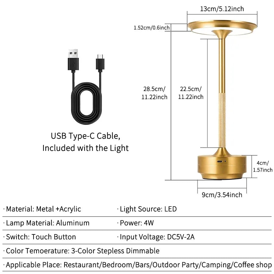 Wireless Table Lamp for Bedroom USB Rechargeable Touch Lamp Candle Creative Lamps Room Decoration Desk Lamp