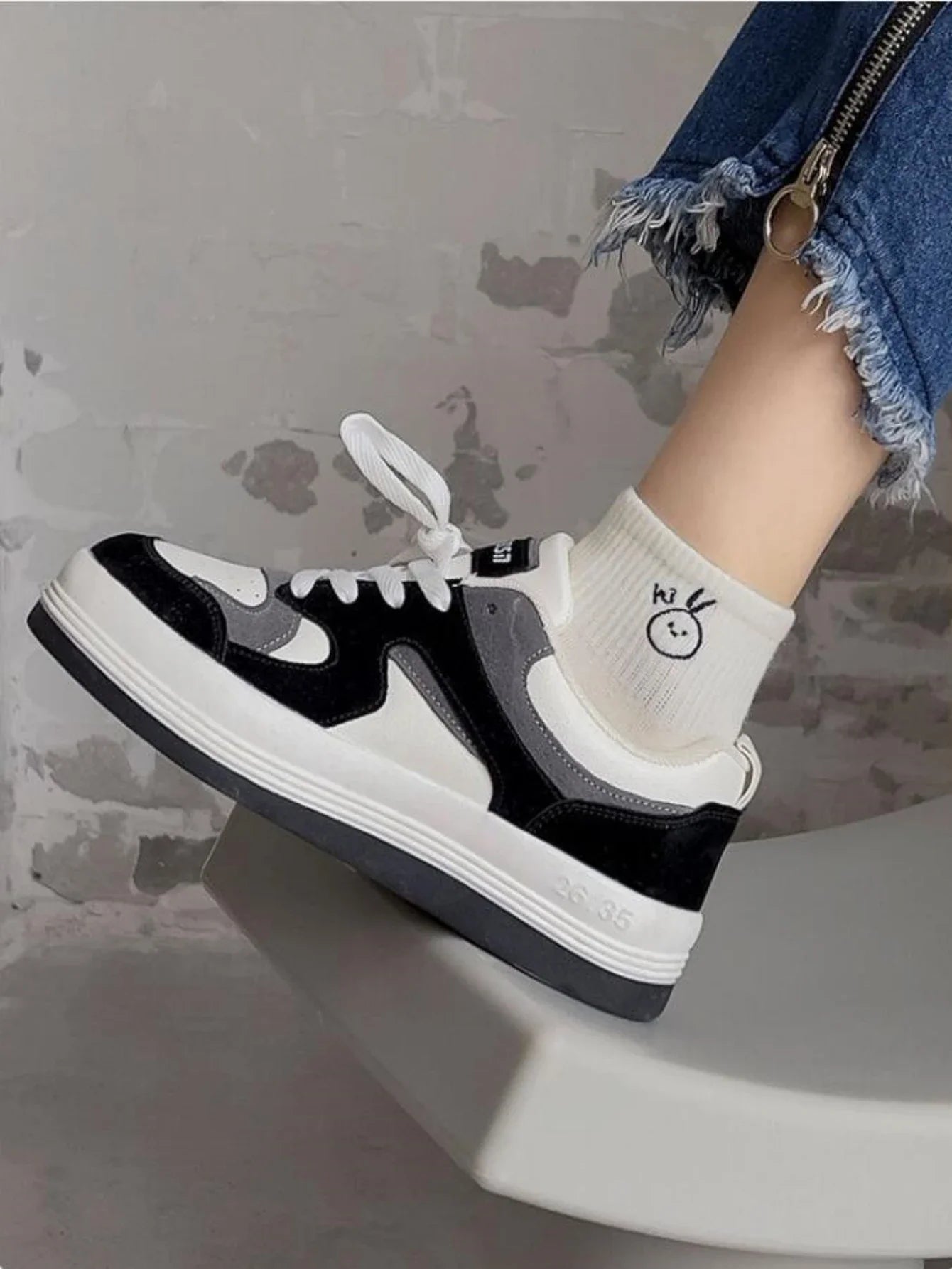 Women's Cute Cartoon Embroidery Ankle Socks Summer Thin Breathable Black White Socks Korean Style Kawaii Crew Socks Streetwear
