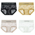 4PCS Women Seamless Panties Transparent Briefs Plus Size Lace Antibacterial Panties