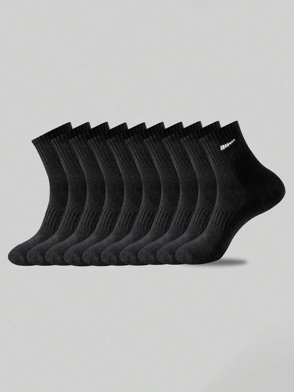 10-Pair Black Sock Pack - Extra-Soft, Comfortable Casual-Style Socks Crafted From Premium Breathable Cotton, Perfect For Everyd